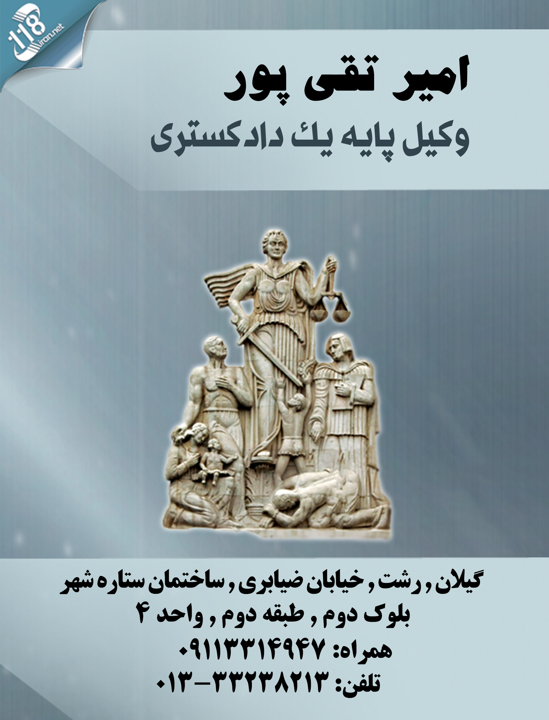 وکیل پایه ۱ دادگستری امیر تقی پور